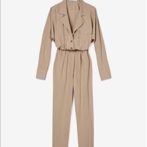 NWOT Olivia Culpo Tan Khaki Jumpsuit LARGE
